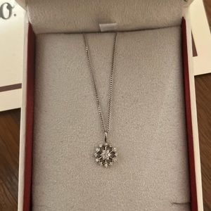 Diamond and sterling silver snowflake necklace